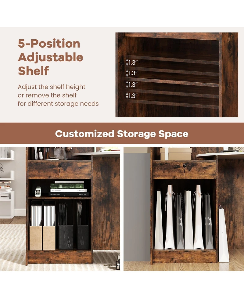 Slickblue Modern Reception Front Desk with Oval Tabletop Counter