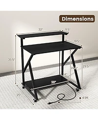 Slickblue Rolling 32” Computer Desk with Power Outlets for Home Office