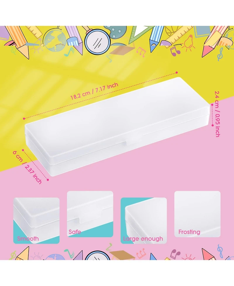 Gnuadz 100pcs Clear Plastic Pencil Box Hinged Lid School Office Storage Case
