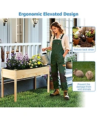 Gymax 2PCS Wooden Raised Garden Bed w/Legs Liner Drainage Holes Large Planter Box