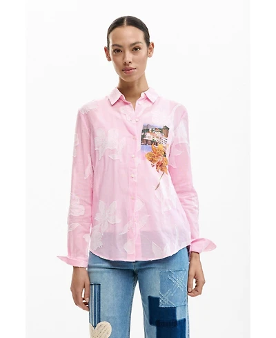 Desigual Women's Ruched zipper T-shirt