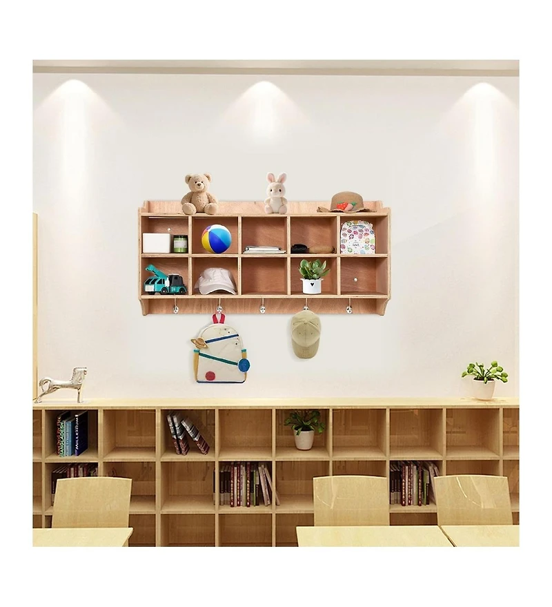 Gaomon Wall Mounted Cubby Storage Organizer with Hooks for Daycare