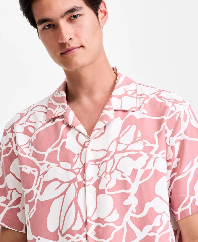 Alfani Men's Short-Sleeve Paperweight Floral Shirt, Macy's Exclusive - Vines