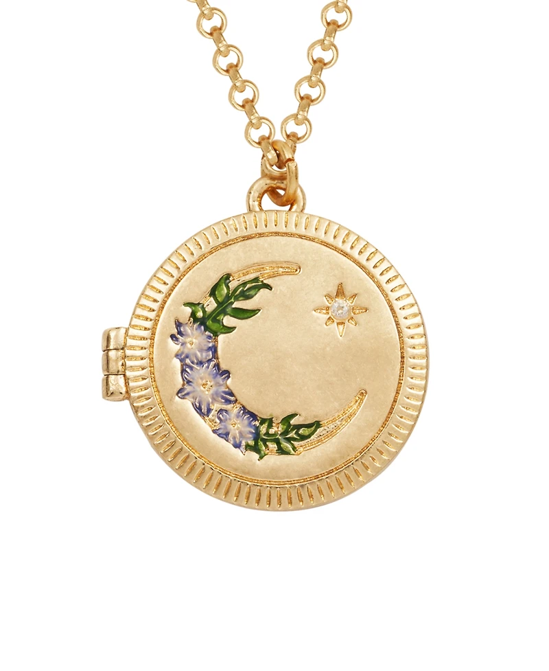 Fable England Nightshade Moon Gold Locket Chain Necklace