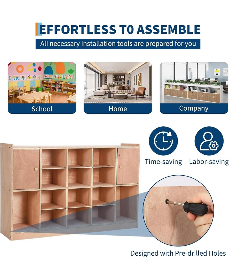 gaomon Wall Mounted Storage Cabinet with Cubbies and Double Doors