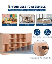 gaomon Wall Mounted Storage Cabinet with Cubbies and Double Doors