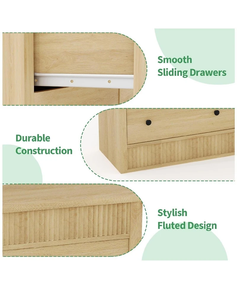 gaomon Modern Fluted 6 Drawer Dresser Wooden Storage Chest