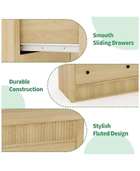 gaomon Modern Fluted 6 Drawer Dresser Wooden Storage Chest