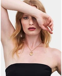 Fable England P Initial Peony Gold Spinner Chain Necklace