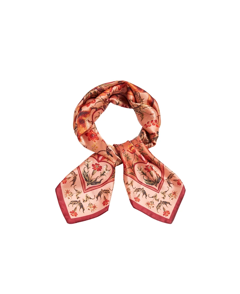 Fable England Women's Folksy Fox Tales Peach Square Scarf