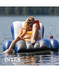 Intex Floating Recliner Inflatable Lake Lounge, Pool Float Chair w/ Cup Holders