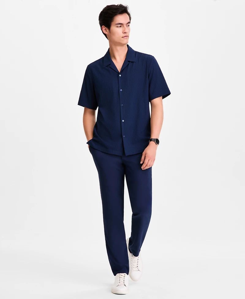 Alfani Men's Short-Sleeve Paperweight Solid Shirt, Macy's Exclusive