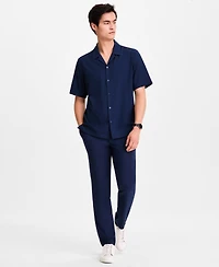 Alfani Men's Short-Sleeve Paperweight Solid Shirt, Macy's Exclusive