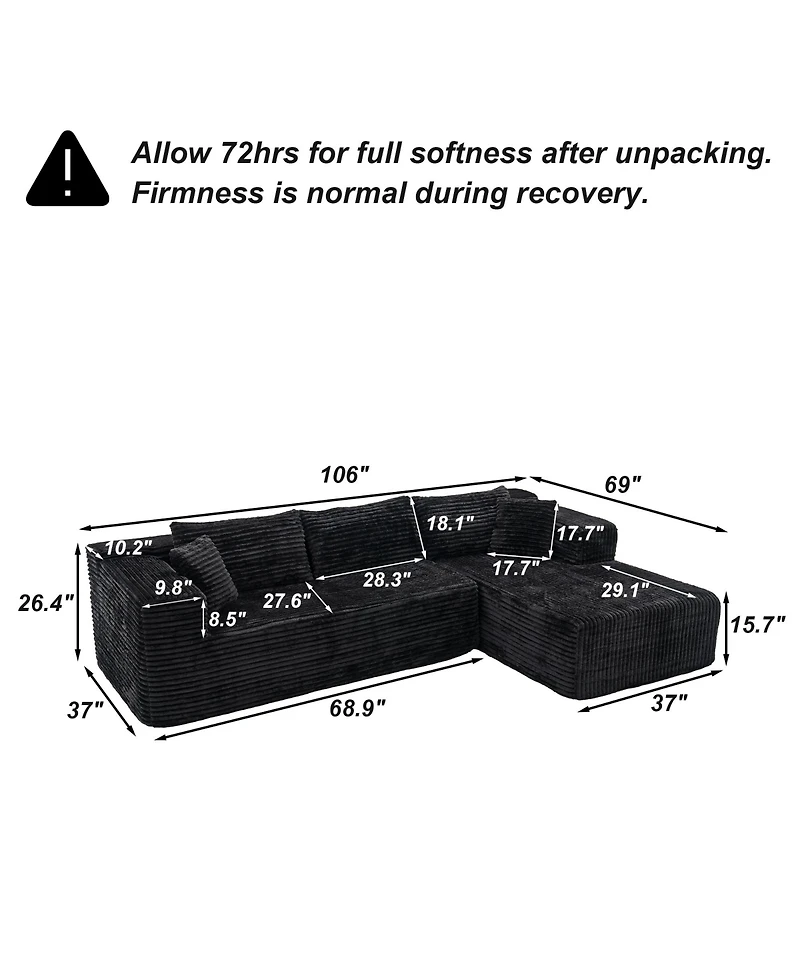 Famapy 106" Modular Sectional Sofa with Pillows