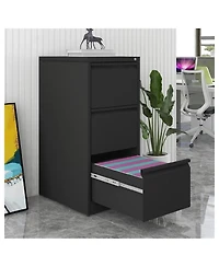 gaomon Metal Vertical Filing Cabinet with Lock and 3 Drawers