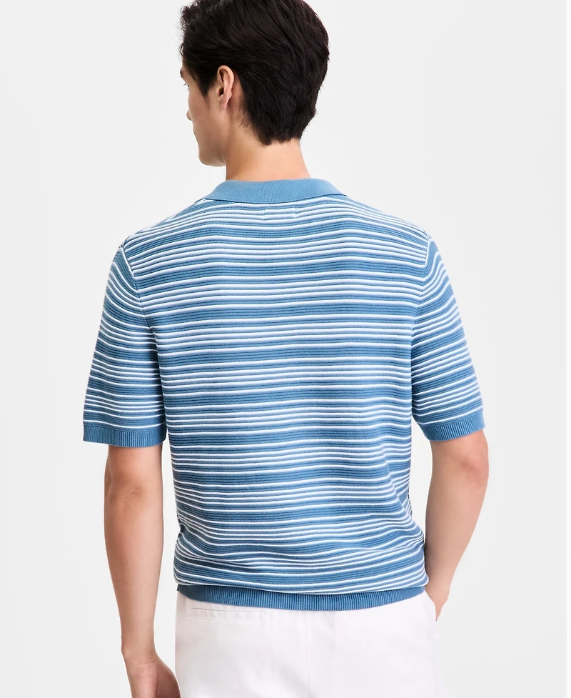Alfani Men's Short-Sleeve Stripe Button Johnny Sweater, Macy's Exclusive
