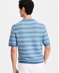 Alfani Men's Short-Sleeve Stripe Button Johnny Sweater, Macy's Exclusive