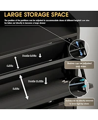 Yigii Shoe Storage Cabinet 2 Flip Louvered Doors Freestanding Organizer Metal Entryway Narrow Rack Large Capacity