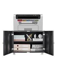 gaomon Rolling Metal Printer Cabinet with Storage for Home Office
