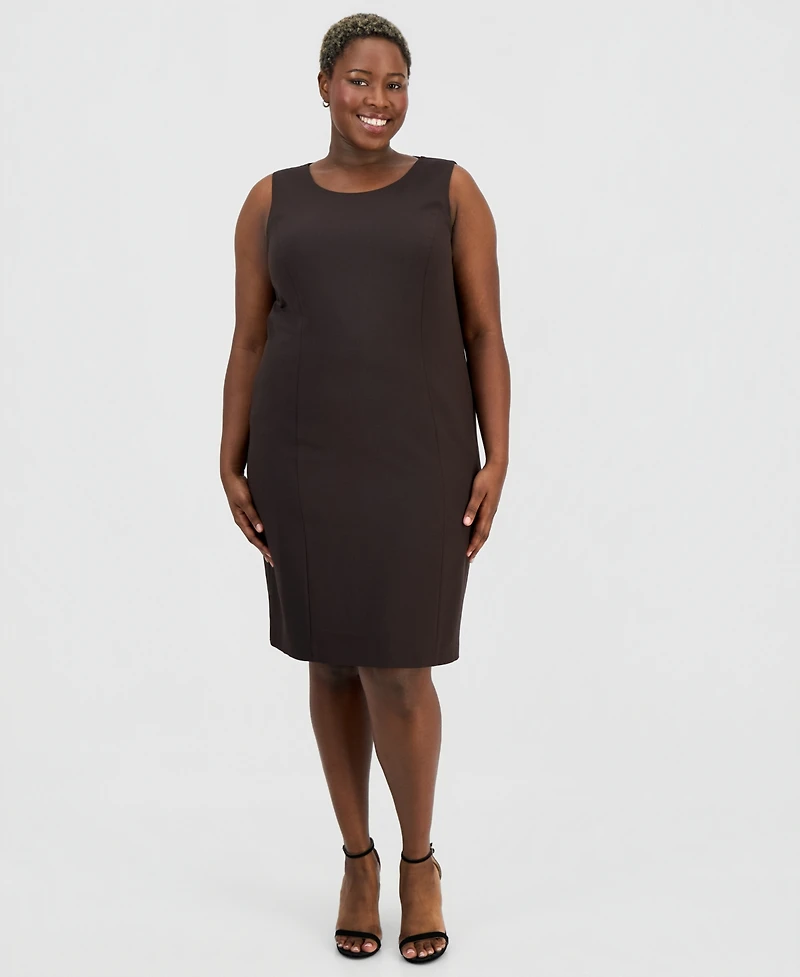 Le Suit Plus One-Button Peplum Jacket & Basic Sheath Dress