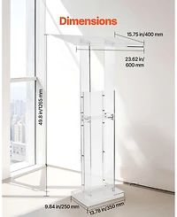 Sugift Podium Stand, 50" Acrylic Lectern, Portable Laptop Desk, for Classroom