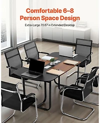 Sugift Conference Table, 6 ft Oval, Office Meeting Table for 6-8 People with Metal Legs