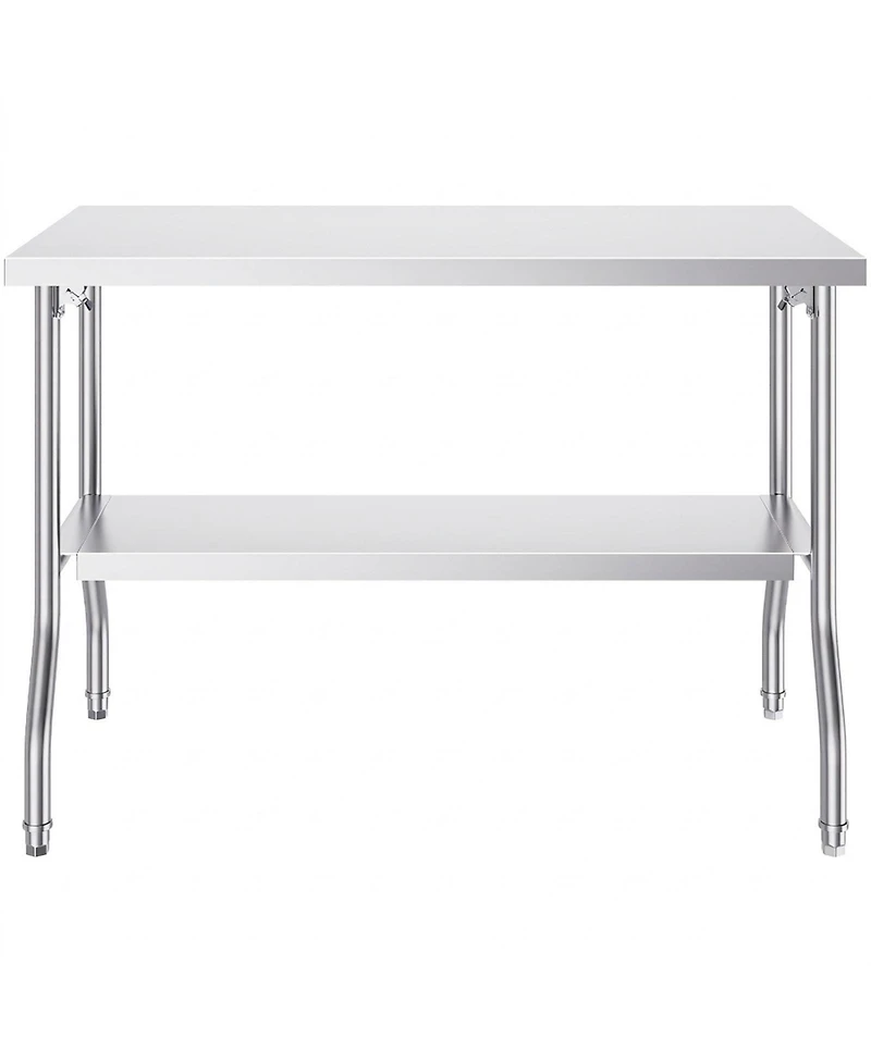Sugift Folding Commercial Prep Table, 48 x 24 Inch, Stainless Steel, 300 lbs Capacity