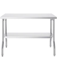 Sugift Folding Commercial Prep Table, 48 x 24 Inch, Stainless Steel, 300 lbs Capacity
