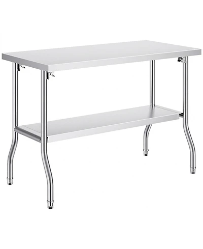 Sugift Folding Commercial Prep Table, 48 x 24 Inch, Stainless Steel, 300 lbs Capacity