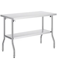 Sugift Folding Commercial Prep Table, 48 x 24 Inch, Stainless Steel, 300 lbs Capacity