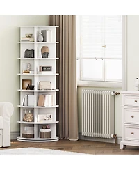 homfan 7 Tier Rotating Shoe Rack, White, 360degree(s) Shoe Storage Tower for 28 to 32 Pairs