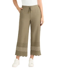 Ellen Tracy Women's Cropped Pant with Scallop Eyelet Hem