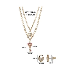 Juicy Couture Key Charm Layered Necklace and Lock Earring Set