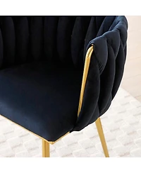 Streamdale Furniture Modern Velvet Dining Chairs Set of 2 with Golden Metal Legs