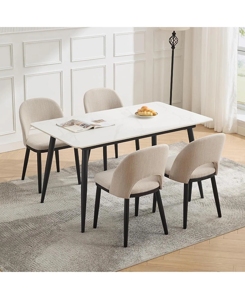 gaomon Wooden Dining Chairs Set of 2, Modern Fabric Upholstered Dining Room Chair, Large Dining Room Kitchen Chairs with High Back & Deep Seat