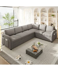 Streamdale Furniture Oversize L-Shaped Sofa Couch with Pull-Out Bed & Usb Port