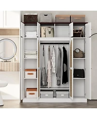 Streamdale Furniture 8-Door Rattan Wardrobe with Flexible Storage