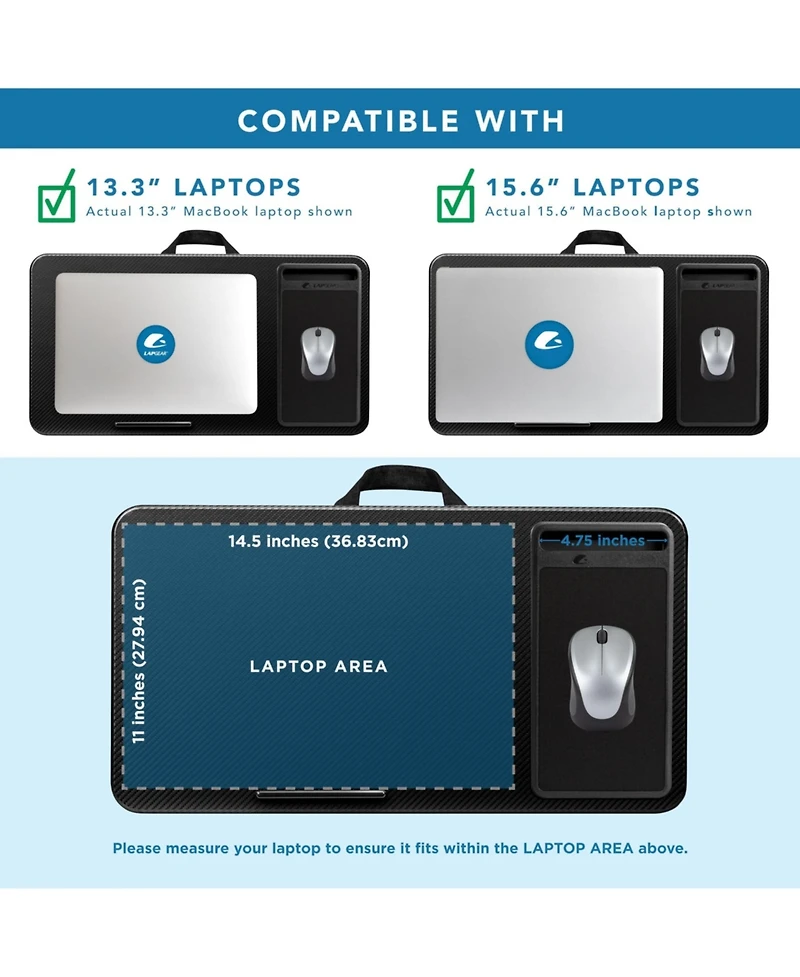 Gnuadz 15.6" Home Office Lap Desk With Device Ledge Mouse Pad Phone Holder