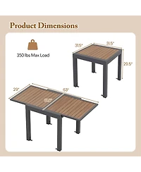 Gymax 31.5''-63'' Extendable Patio Table L-shaped Brace Included for Fixation Outdoor
