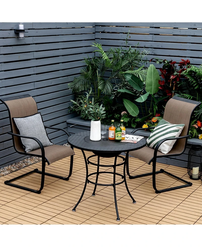 Gymax 31.5'' Patio Fire Pit Dining Table Charcoal Wood Burning W/ Cooking Bbq Grate