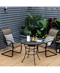 Gymax 31.5'' Patio Fire Pit Dining Table Charcoal Wood Burning W/ Cooking Bbq Grate