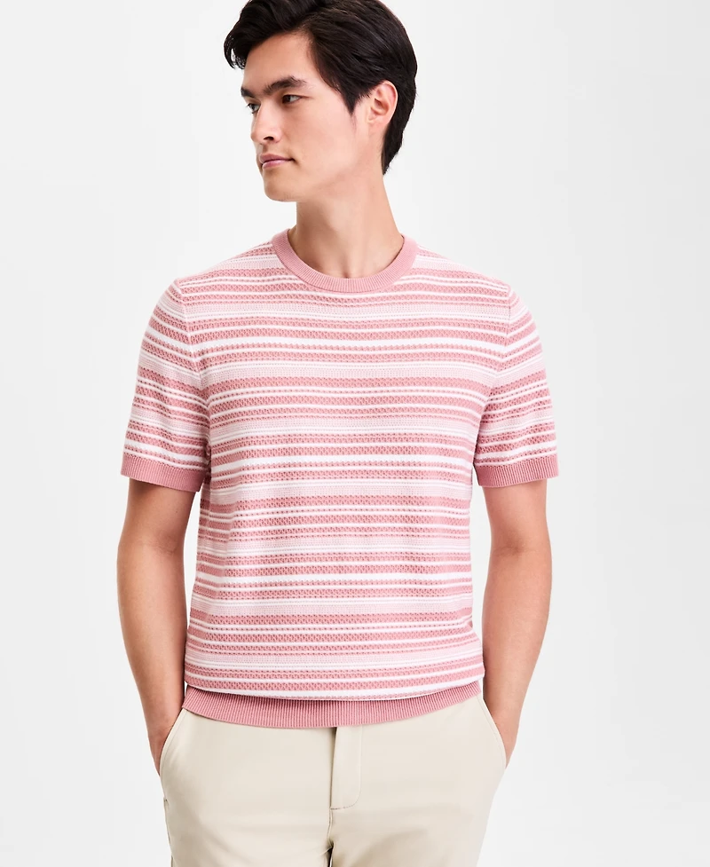 Alfani Men's Short-Sleeve Stripe Crewneck Sweater Tee, Macy's Exclusive