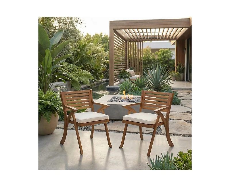 sumyeg Outdoor Hermosa Kd Wood Dining Chair With Cushions(Set of 2)