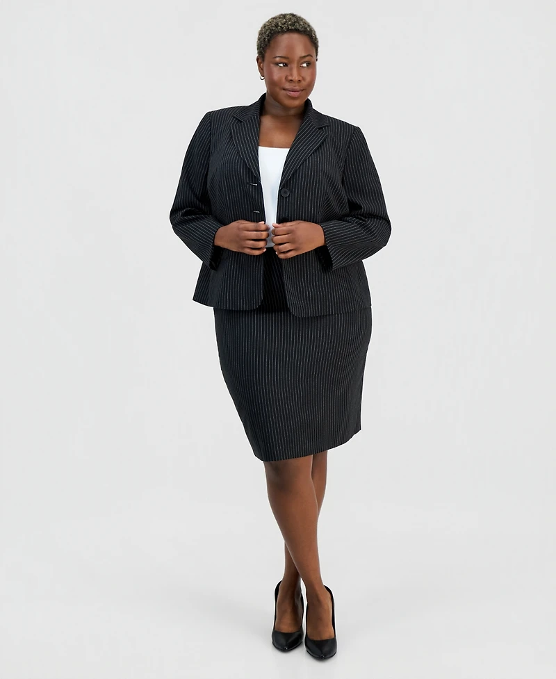 Le Suit Plus Three-Button Notch-Collar Jacket & Slim Skirt