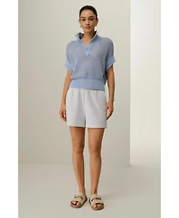 Lilysilk Women's Toscana Pointelle Knit Half-Zip Sweater