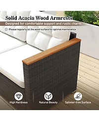 Gouun 3-Seat Outdoor Wicker Patio Sofa with Deep Seating Cushions