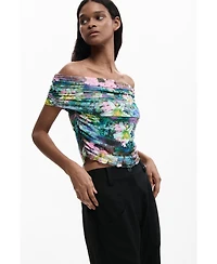 Desigual Women's Floral boat neck t-shirt