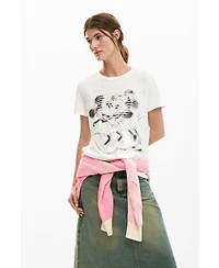 Desigual Women's Mickey and minnie Mouse heart t-shirt