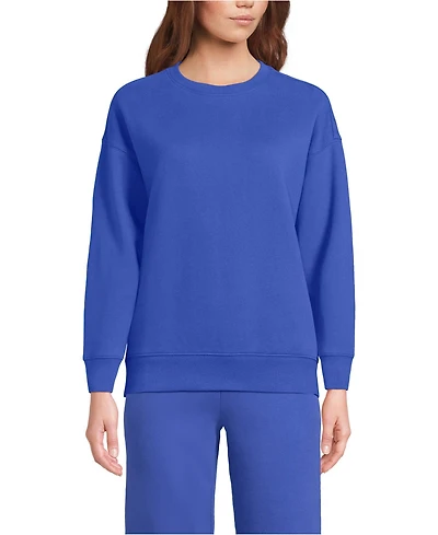 Lands' End Women's Relaxed Serious Sweats Long Sleeve Crewneck Sweatshirt