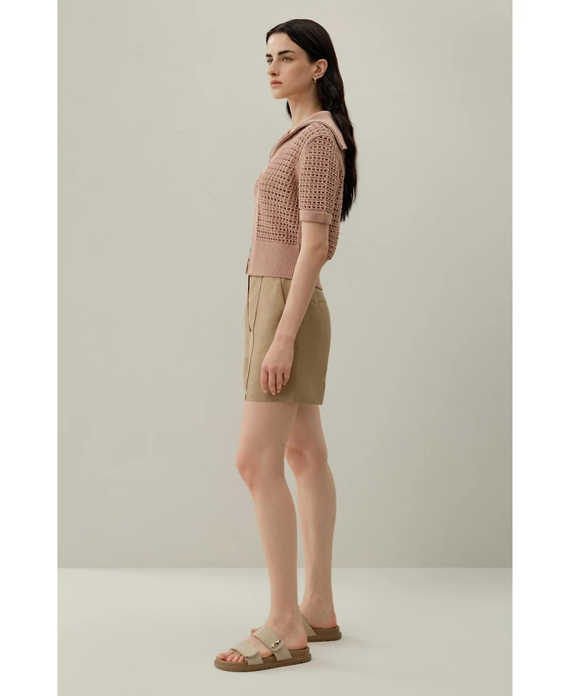 Lilysilk Women's Toscana Pointelle Knit Double-Zip Cardigan